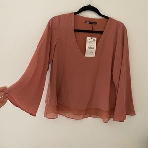 Flare sleeve flown long sleeve top